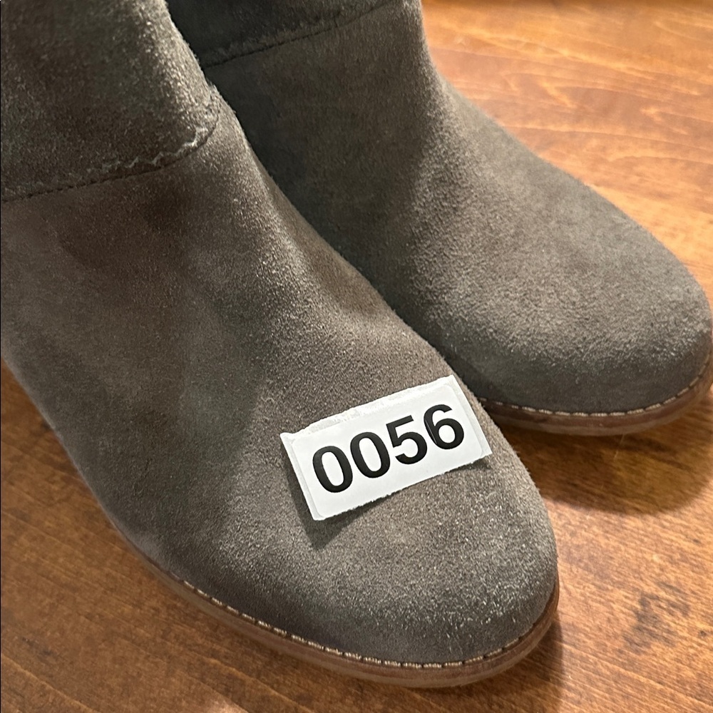 Toms Suede Sage Green Heel Zip Tassels Ankle Boots - Picture 9 of 9
